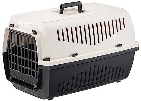 Ferplast Cat Carrier SKIPPER 2, Dog Carrier, Pet Carrier for Small Dogs and Cats max 8 Kg, Dog Travel Crate, Cat Travel Carrier, 55 x 36 x h 33 cm, in Plastic with Folding Handle, Beige