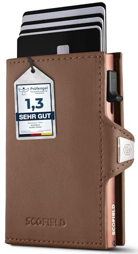 SF SCOFIELD Duality Classic Premium Slim Wallet mit Münzfach | Kartenetui mit Münzfach für 9 – 10 Karten | Karten Geldbeutel | Herren Portemonnaie | RFID Schutz | Kreditkartenetui | Smart Wallet
