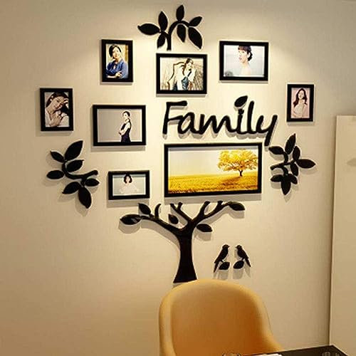 oiakus Arbre généalogique Stickers Muraux 3D DIY Cadre Photo Stickers Muraux Cristal Acrylique Mural pour Salon Canapé TV Art Mur Fond