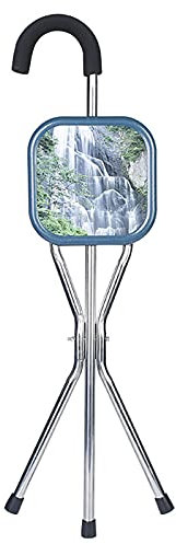 Tragbarer Klappstock aus Edelstahl, Sitzstock, Unisex, leichte Reisegehstütze für ältere Menschen Present