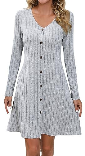 Cocila Abito con Spacco Laterale Sexy Carnevale Donna Curvy Vestito Rosa Cerimonia Donna Copricostume Donna Nero Abito con Gonna Ampia Vestito Bianco Donna Elegante (Grey, L)