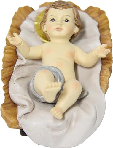 FADEDA 2X Jesuskind mit Barren/Höhe:15 cm/handbemalt/detailgetreue Krippen Figuren - Weihnachten Tisch Dekoration Krippe Zubehör