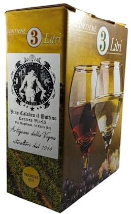 Vino Calabro il Puttino | Rosato Intenso IGP Calabria | lenta evoluzione | Bag in Box da 3 litri | Cantina Virelli | Cutro | Non filtrato | Artigianale (6 Litri IGP Calabria)