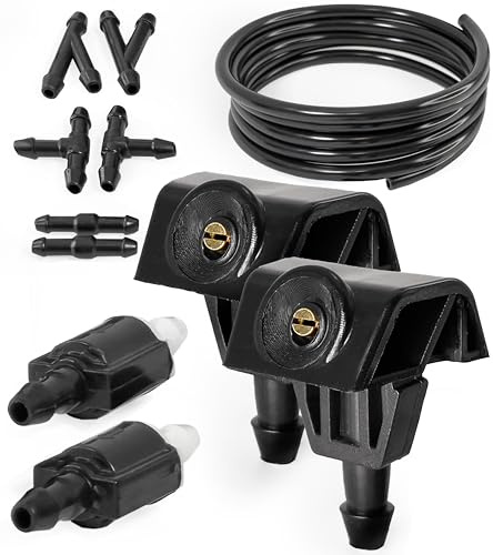 Click&Fit Windshield Washer Nozzles compatible with Nissan Rogue 2008-2021, Murano Z51 2007-2016, Leaf 2010-2024, Juke Note – Wiper water spray jets replaces 289323JA0A, 289314BA0A (Extended Set)