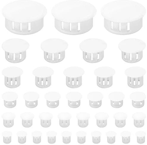 160 PCS Plastic Hole Plug Set - Snap-In Locking Caps in Assorted Sizes (White)