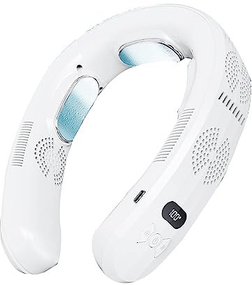Axaooqeld Condizionatore cervicale portatile, ventilatore cervicale, raffreddamento intelligente e riscaldamento, 6000 MAh-B