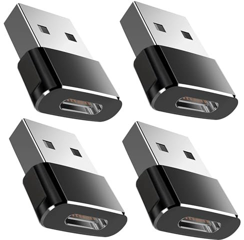 MOELECTRONIX 4X Adaptador USB 3.1 Tipo-C Hembra a USB Macho Adecuado para Samsung Galaxy S24 Ultra 5G A15 A05 A54 A34 A14 A04 A53 A73 A13 A33 A52 A72 Convertidor USB-C a USB-A Cargador de Fuente de a