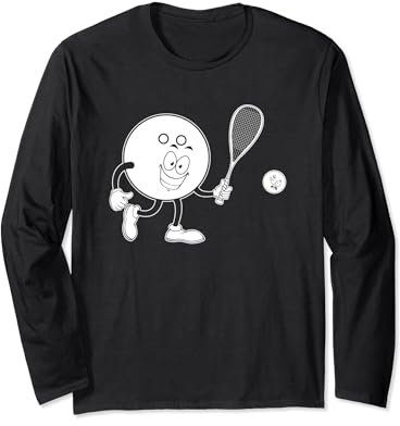 Lustiger Squash-Männchen, der Squash-Spieler, lustig Langarmshirt