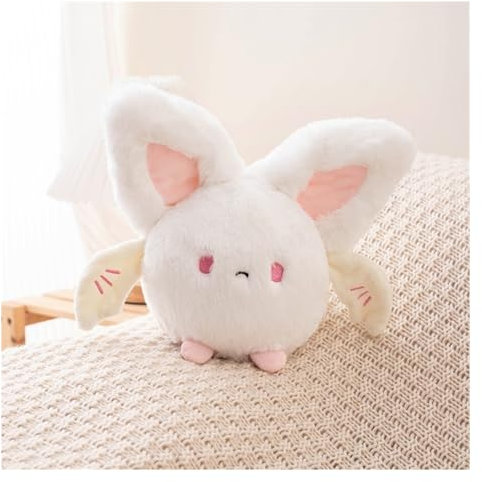 TOPLITHE Kleine Fledermaus Kuscheltier, Kawaii schwarz weiß Fledermaus gefüllte Tiere Engel Teufel Spielzeug for Mädchen Jungen Geburtstag Halloween (Size : White)