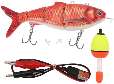 Elektrischer Angelköder, Mehrgelenkiger Roboter-Schwimm-Angelköder, Realistischer Angelköder, Wiederaufladbarer USB-elektrischer Angelköder mit LED-Licht und Propellern für