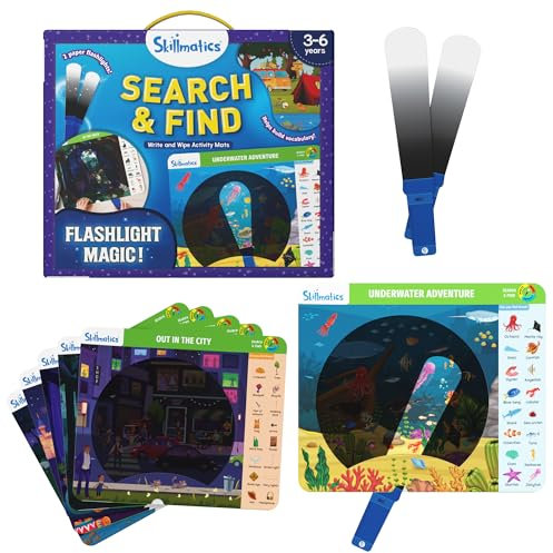 Skillmatics Search and Find - Flashlight Magic, Educational Game for Kids, Toddlers Who Love Toys, Art & Craft Activities, Preschool Learning Activity, Gifts for Kids Ages 3, 4, 5, 6
