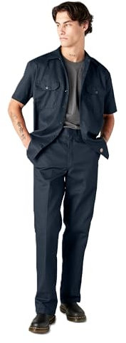 Dickies Men's Short Sleeve Work Shirt, Dark Navy, 3XL