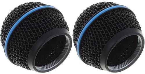 RK323G Black Replacement Grille for Shure BETA 58A Dynamic Vocal Microphone, with Microphone windscreen, Blue Band, Black, 2 Pack