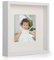 Anhow 3D Bilderrahmen 23x23 cm, Echtglas 3D Bilderrahmen zum Befüllen 3cm Tiefer Objektrahmen mit Beige Passepartout Passend für 13x13 cm Fotos - Weiß