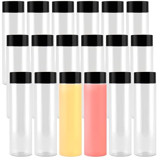 ZOENHOU 20 Pack Plastic Sensory Bottles, 12 Oz Reusable Empty Clear Plastic Juice Bottles Bulk with Black Lids, Plastic Smoothie Bottle Water Bottle for Juice, Milk and Other Beverage
