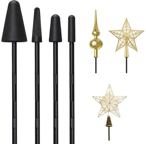 CALCHELE Christmas Tree Topper Holder, 4 Pack Holiday Universal Tree Topper Stabilizer Fits All Base Types, Stabilize Seasonal Treetop Ornaments Black