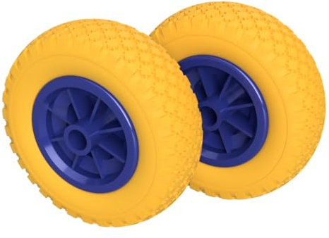 2 x PU Rad Ø 200 mm 2.50-4 Gleitlager Rolle Sliprolle Sliprad PANNENSICHER, gelb/blau
