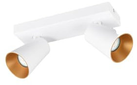 meineWunschleuchte Wandstrahler & Deckenstrahler Weiß Gold 2flammig, 28cm kurz