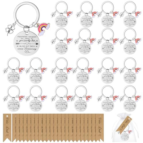 24 Sets Dankeschön Geschenke mit Regenbogen Schlüsselanhänger Organzasäckchen Vielen Dank Geschenkanhänger Danke für Alles Dankeschön Geschenk Abschiedsgeschenk für Kollegen Lehrer Erzieherin