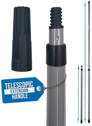 Paint Roller Extension Pole with Telescopic Handle, Extends Up to 200cm, Telescopic Pole for Home Decorating, Extendable Pole Fits Roller and Pads, Paint Pole with Screw Fit and Push Fit Attachments