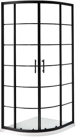 Milano Barq Black Grid Quadrant Shower Enclosure White Tray - 700mm x 700mm