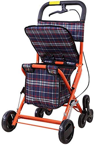 Leichter Rollator, tragbarer Gehhilfe mit Sitz, Gehgestell, Hilfswagen mit Tasche, Einkaufswagen, Kinderwagen, Roller, zusammenklappbar, Doppelbremssystem, 4 Räder Interesting life