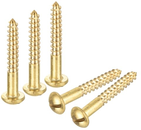 QUARKZMAN 30 Stück Schlitz Rundkopf Holzschrauben M3 x 20mm Messing Linsenkopfschrauben Halbrundkopf Selbstschneidende Schraube