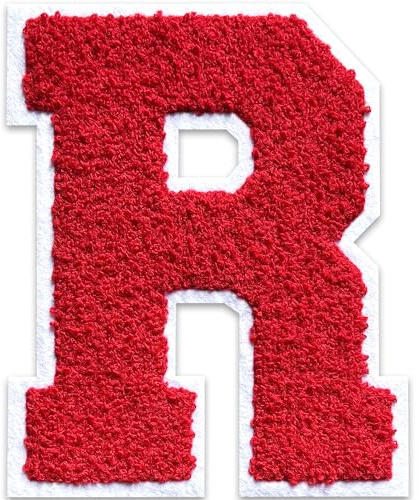 6.5 Varsity Letter Patches Large Iron on Letters Chenille Letterman Jacket Patches for Clothing/Jacket/Varsity/Bag (Red, R)