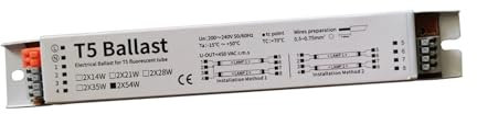 MRVAKDYDI Balasto electrónico Balasto para lámpara fluoresce Lámpara de neón Fluorescente de Alta Potencia T5, 2 x 54 W, 220 V-240 V, 50/60 Hz, balastro electrónico de Arranque instantáneo.