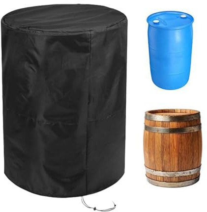 Regentonne Abdeckung Wasserdicht, Oxford Vollständige Abdeckplane, Geeignet FÜR Regentonne Schmal, Regenfass, Weinfass, Winddicht, Winterfest, Wetterfest, UV-Beständiges (62,5x103cm)
