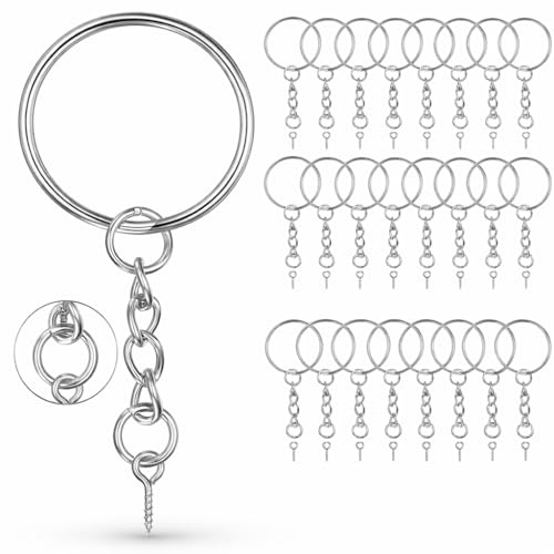 Keyring Making Kit with Chains Rings Jump Rings and Screw Eye Pins, Keychain Making Kit Metal Split Key Rings Set for DIY Crafts Jewellery Keyring Chain Accessories Silver