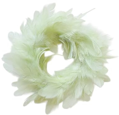MACOSA KW301235_Gruen Federkranz Grün 18 cm Ø Dekokranz modern Osterdeko Tischdeko Türkranz Dekoration Ostern Frühling Kranz Osterkranz (18 x 18 x 5 cm)