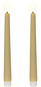 Lumineo LED Kerzen mit Timerfunktion 25,5cm Kunststoff - Outdoor & Indoor - 2er Set Kunststoffkerzen batteriebetrieben - flackernde Flamme Effekt - Stabkerzen Dunkel Creme Warmweiß