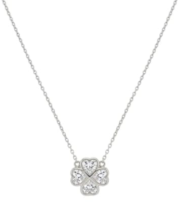Suzan Gold Kleeblatt Halskette 925 Sterling Silber Damen Zirkonia Anhänger vergoldet Glücksbringer Kette elegant filigran Geschenk Damen