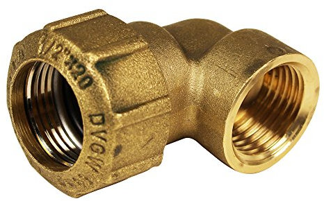 Messing Schraubfitting für PE-Rohr Winkel 90° mit IG 1'' x 32mm, schwere Ausführung mit DVGW Prüfzeichen