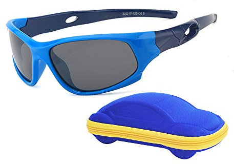 JoXiGo Occhiali da sole per bambini sportivi polarizzati infrangibili per bambini e bambine (3-12 anni) + cordini per occhiali + custodia per occhiali