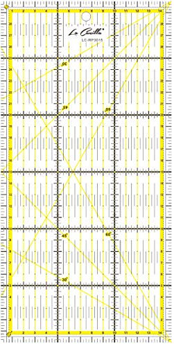 La Canilla ® - Patchwork Lineal 30x15 cm Nählineal - Universallineal zum Nähen und Basteln mit exakten Abmessungen CM, MM und Winkel-Maßen Acryl Transparent