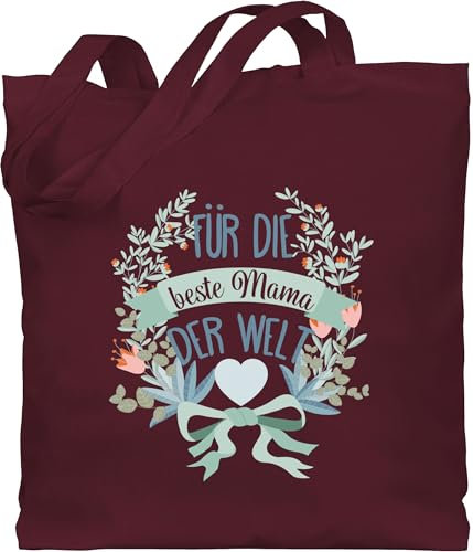 Baumwolltasche - Taschen - Beste Mama der Welt - Unisize - Bordeauxrot - mami mutter tasche geschenk muttertagsgeschenk kleinigkeit muddi die stoffbeutel geschenke für werdende mütter muttertags