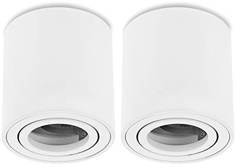 Sweet Led 2er Aufbaurahmen GU10 Rund-Eckig, Aufbaustrahler Aufbauspot Alu-gebüstet - Unterbauleuchte aus Aluminium (Rund-Weiß)