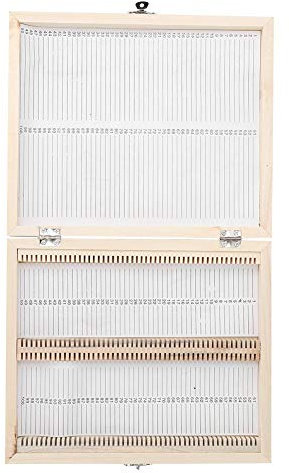 Oumefar 100PCS Glass Prepared Microscope Slides Specimens Professional Wooden Slide Storage Box Case for Basic Science Education Kids Student Home School