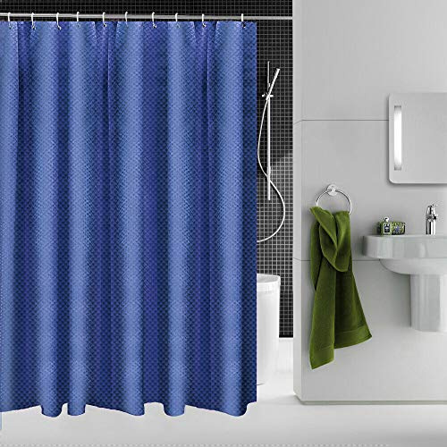 Householdfurnishing Super Quality Waterproof Polyester bathroom Shower Curtains with hook (Navy Blue, 180X180cm)