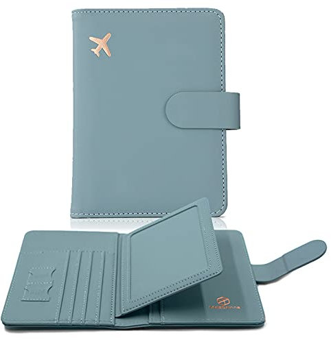 Melsbrinna Porta passaporto e vaccino, porta passaporto con scomparti per carte di vaccino e carte, graziosa custodia per passaporto per donne/uomini, portafoglio da viaggio impermeabile con blocco