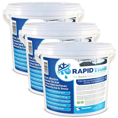 SmartSeal Rapid Thaw - 3x10KG - Fast-Acting Snow & Ice Melter for Paths, Driveways & Patios – Powerful Alternative to Rock Salt Grit – Non-Corrosive, Biodegradable, No Residue – Works in Extreme Cold