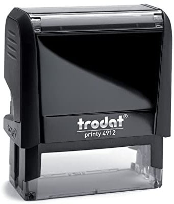 Stempel Personalisiert Trodat Printy 4912 – Firmenstempel Selbst Erstellen mit 5 Zeilen Text – Gehäuse Schwarz, Abdruck 47x18 mm