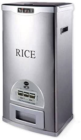 FIFOR Sealed Rice Container, Stainless Steel Grain Dispenser, 15kg/20kg/30kg Capacity Rice Storage Bucket, Provide Healthy Food for Your Family (Color : Silver, Size : Capacity 20kg)