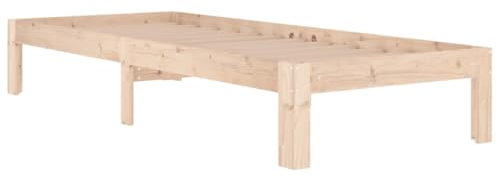 vidaXL Massivholzbett, Bett Holzbett für Schlafzimmer, Bettgestell Bettrahmen mit Lattenrost, Einzelbett Schlafzimmerbett, 75x190cm