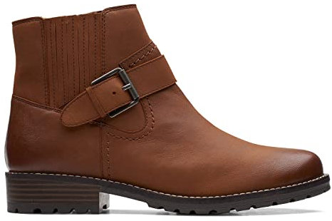 Clarks Clarkwell Strap, Stivali alla Moda Donna, Dark Tan Lea, 39.5 EU