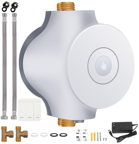PROZRTED Smart Instant Sistema de bomba de recirculación de agua caliente NSF/ANSI 61 y 372 para calentador de agua sin tanque, bomba de recirculación de termostato integrado de 3 velocidades para