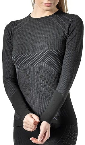 Risalti Maglia Termica Donna Manica Lunga Energy - Intimo Termico Tecnico in Microfibra Traspirante, Abbigliamento Termico Senza Cuciture - Made in Italy