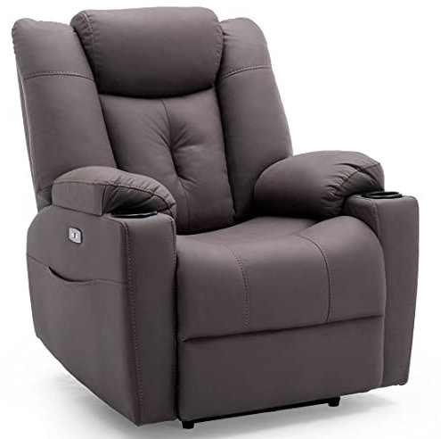 More4Homes AFTON ELECTRIC FABRIC AUTO RECLINER ARMCHAIR GAMING USB LOUNGE SOFA CHAIR BROWN